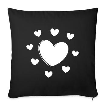 White Heart Pattern Heart Pattern Gift Heart - Sofa pillowcase 17,3'' x 17,3'' (45 x 45 cm) - black - Front