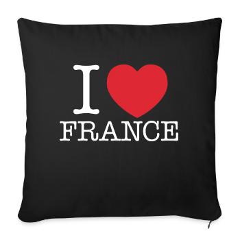 J’aime la France | J’aime français | I Coeur france - Housse de coussin décorative 45 x 45 cm - noir - Devant