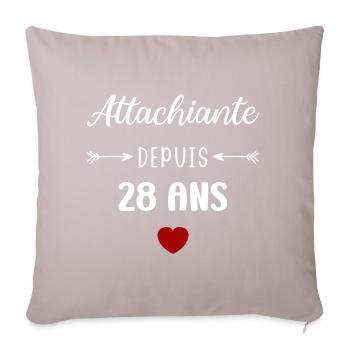 Attachiante depuis 28 ans - Housse de coussin décorative 45 x 45 cm - taupe clair - Devant