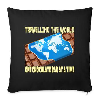 Voyager avec une barre de chocolat - Housse de coussin décorative 45 x 45 cm - noir - Devant