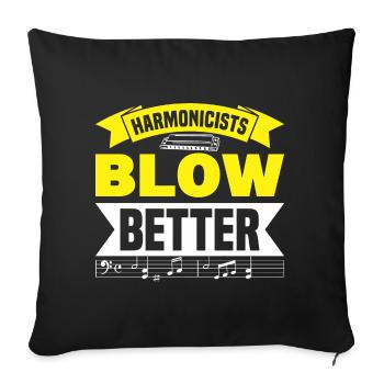 Harmonica Orgue à bouche Harmoniciste Joueur d’harmonica - Housse de coussin décorative 45 x 45 cm - noir - Devant