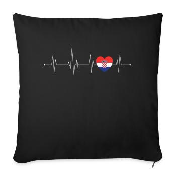 Battement de cœur Croatie - Housse de coussin décorative 45 x 45 cm - noir - Devant