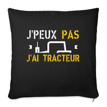 J Peux pas j ai tracteur - Housse de coussin décorative 45 x 45 cm - noir - Devant