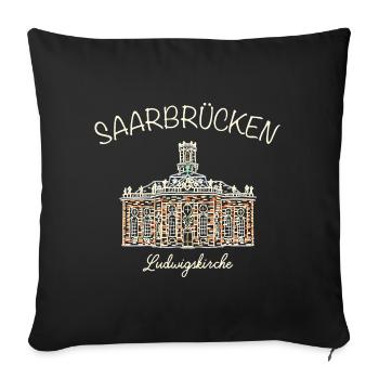 Saarbrücken, Ludwigskirche - Sofakissenbezug 45 x 45 cm - Schwarz - Vorne