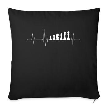Chess heartbeat black - Sofa pillowcase 17,3'' x 17,3'' (45 x 45 cm) - black - Front