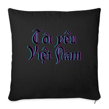 J’aime le Vietnam en vietnamien - Housse de coussin décorative 45 x 45 cm - noir - Devant