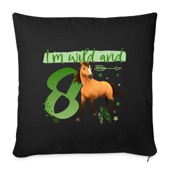 Spirit I'm wild and 8 Anniversaire Tenue Cadeau - Housse de coussin décorative 45 x 45 cm - noir - Devant