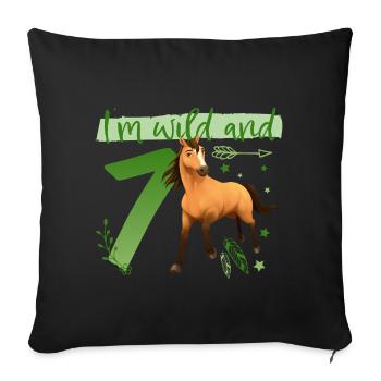 Spirit I'm wild and 7 Anniversaire Tenue Cadeau - Housse de coussin décorative 45 x 45 cm - noir - Devant