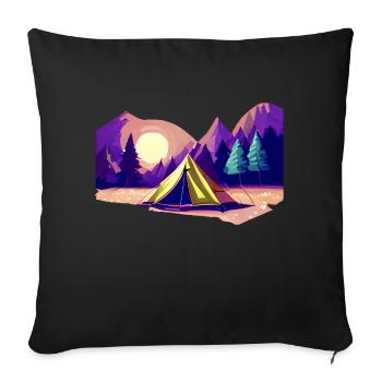 Camping Gift Caravan Camp Camping Camper Camping-car - Housse de coussin décorative 45 x 45 cm - noir - Devant