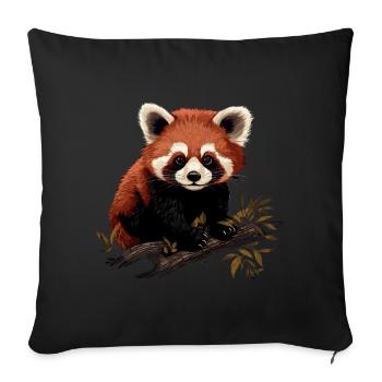 Chat Panda Rouge Ours Panda Rouge Bébé - Housse de coussin décorative 45 x 45 cm - noir - Devant
