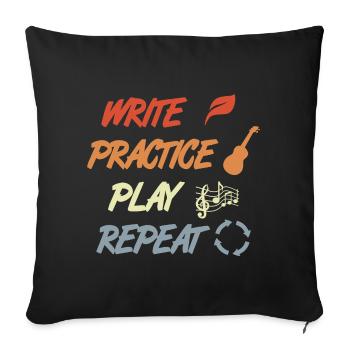 Motivation ukulélé - Housse de coussin décorative 45 x 45 cm - noir - Devant