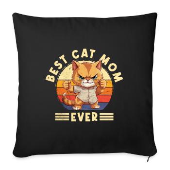 Cat Best Cat Mom Ever Cat Mom Funny Saying - Sofa pillowcase 17,3'' x 17,3'' (45 x 45 cm) - black - Front