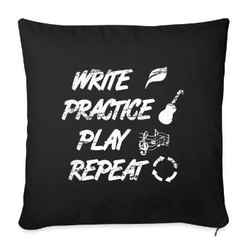 Écrire Pratique Jouer Répéter - Housse de coussin décorative 45 x 45 cm - noir - Devant