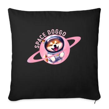Happy Space Doggo - Süße Gestaltung - Sofakissenbezug 45 x 45 cm - Schwarz - Vorne