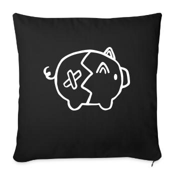 Piggy bank broken money - Sofa pillowcase 17,3'' x 17,3'' (45 x 45 cm) - black - Front
