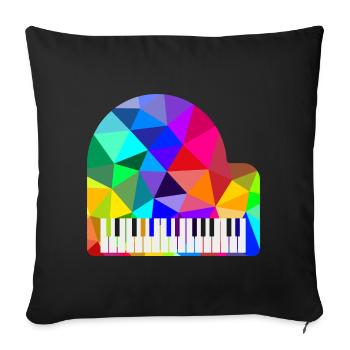 Colorful Rainbow Piano Polygon Pianist Rainbow - Sofa pillowcase 17,3'' x 17,3'' (45 x 45 cm) - black - Front