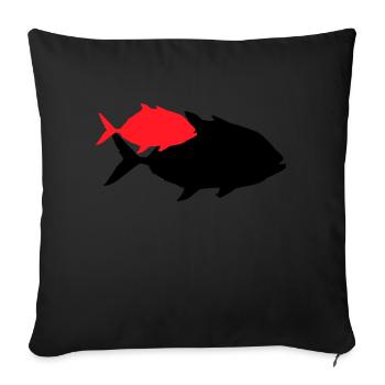 Fish Piranha Silhouette - Sofa pillowcase 17,3'' x 17,3'' (45 x 45 cm) - black - Front