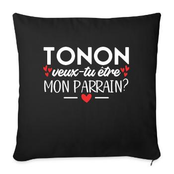 Tonton Veux-tu être Mon Parrain Futur Parrain - Housse de coussin décorative 45 x 45 cm - noir - Devant