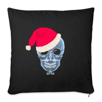 X-ray skull Santa hat, drawing - Sofa pillowcase 17,3'' x 17,3'' (45 x 45 cm) - black - Front