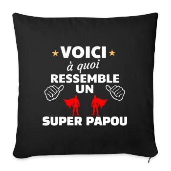 Héros Super Papou Thème Empowerment - Housse de coussin décorative 45 x 45 cm - noir - Devant