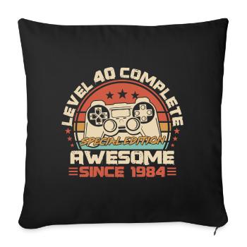 40th Birthday Gamer Born 1984 - Sofa pillowcase 17,3'' x 17,3'' (45 x 45 cm) - black - Front