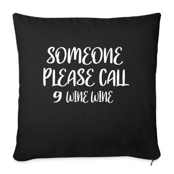 9 vin vin citation drôle - Housse de coussin décorative 45 x 45 cm - noir - Devant