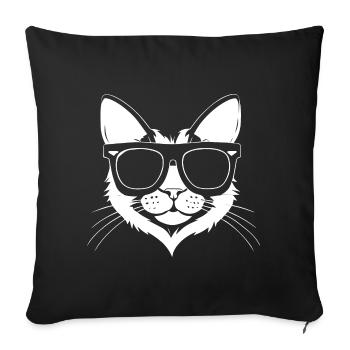 Lustige Katze mit Sonnenbrille Kätzchen Sonnenbrille Katzen - Sofakissenbezug 45 x 45 cm - Schwarz - Vorne