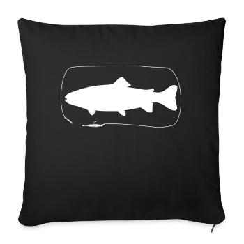 Truite avec leurre souple - Housse de coussin décorative 45 x 45 cm - noir - Devant