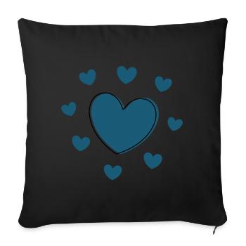 blue heart valentine's day gift - Sofa pillowcase 17,3'' x 17,3'' (45 x 45 cm) - black - Front