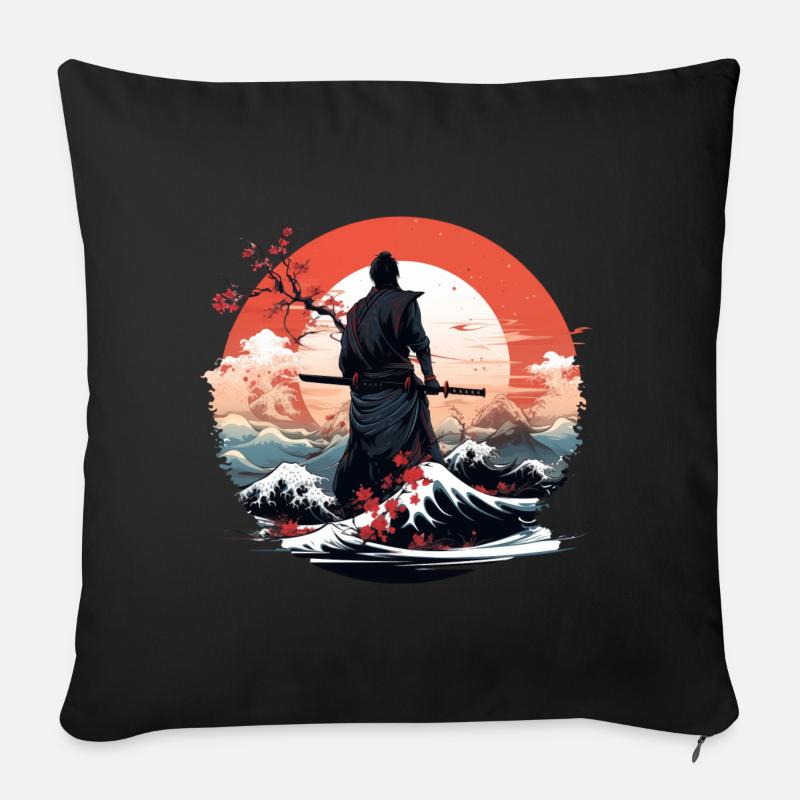 Samouraï avec Katana - Housse de coussin décorative 45 x 45 cm - noir