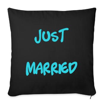JUST MARRIED. Bachelorette party. VALENTINE'S DAY. COUPLE - Sofa pillowcase 17,3'' x 17,3'' (45 x 45 cm) - black - Front