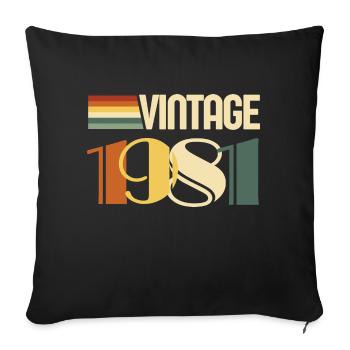 Jahrgang 1981 - 1981 Jubiläumsgeschenk - Sofakissenbezug 45 x 45 cm - Schwarz - Vorne
