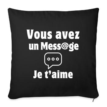 message, SMS, je t'aime, Saint-Valentin - Housse de coussin décorative 45 x 45 cm - noir - Devant