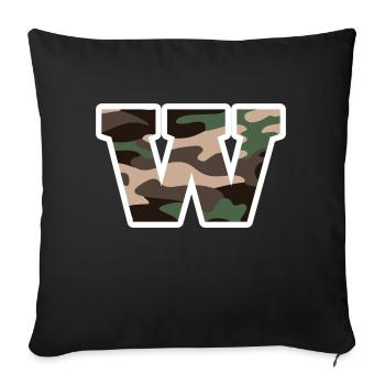 Buchstabe W Militärtarnung - Geschenkidee - Sofakissenbezug 45 x 45 cm - Schwarz - Vorne