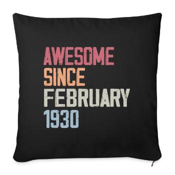 Février 1930, 94e anniversaire 1930 Fevrier 94 ans - Housse de coussin décorative 45 x 45 cm - noir - Devant