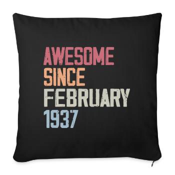 Février 1937, 87e anniversaire 1937 Fevrier 87 ans - Housse de coussin décorative 45 x 45 cm - noir - Devant