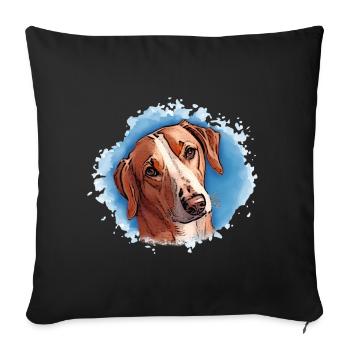 Dog SAVEBRACKE Hunting Dog Turquoise Watercolor Design - Sofa pillowcase 17,3'' x 17,3'' (45 x 45 cm) - black - Front