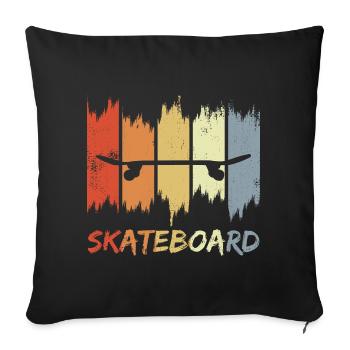 Skateboard Look rétro - Housse de coussin décorative 45 x 45 cm - noir - Devant