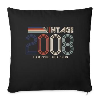 Vintage 2008 Cadeau Anniversaire - Millésime 2008 - Housse de coussin décorative 45 x 45 cm - noir - Devant