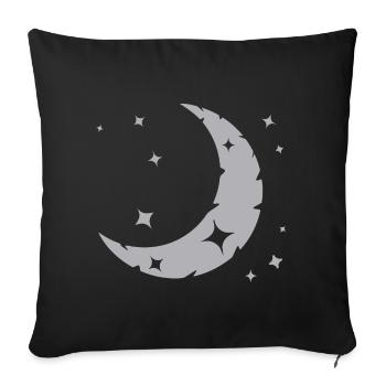Moon and stars - Sofa pillowcase 17,3'' x 17,3'' (45 x 45 cm) - black - Front