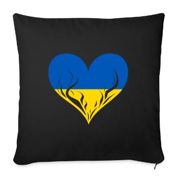 Cœur de l’Ukraine - Housse de coussin décorative 45 x 45 cm - noir - Devant