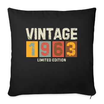 Vintage 1963 Limited Edition birthday gift idea. - Sofa pillowcase 17,3'' x 17,3'' (45 x 45 cm) - black - Front
