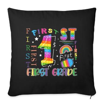1st Grade Pop It Schoolchild - Sofa pillowcase 17,3'' x 17,3'' (45 x 45 cm) - black - Front