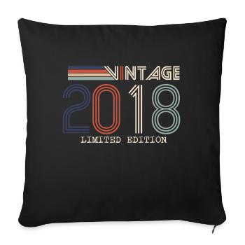 Vintage 2018 Jubiläumsgeschenk - Jahrgang 2018 - Sofakissenbezug 45 x 45 cm - Schwarz - Vorne