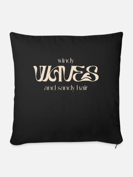 windy waves - Sofakissenbezug 45 x 45 cm - Schwarz