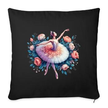 Danseuse de ballet avec tutu - Housse de coussin décorative 45 x 45 cm - noir - Devant