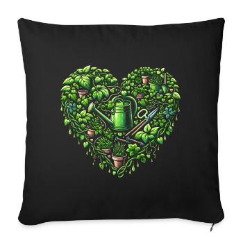 Houseplant Heart - Sofa pillowcase 17,3'' x 17,3'' (45 x 45 cm) - black - Front