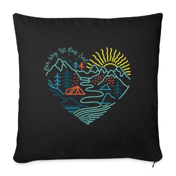 Berge Wandern Bergsteigen Sonne Zelt - Sofakissenbezug 45 x 45 cm - Schwarz - Vorne