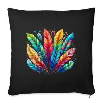 Plume plume stylo stylos - Housse de coussin décorative 45 x 45 cm - noir - Devant