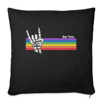 Sei du selbst, Rock Skull LGBTQ Stolz Verbündeter Gay Pride - Sofakissenbezug 45 x 45 cm - Schwarz - Vorne